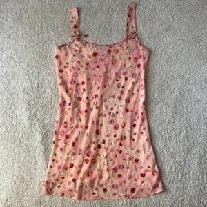 Sheer pink floral slip nightie / chemise, coquette girly cottagecore Y2K